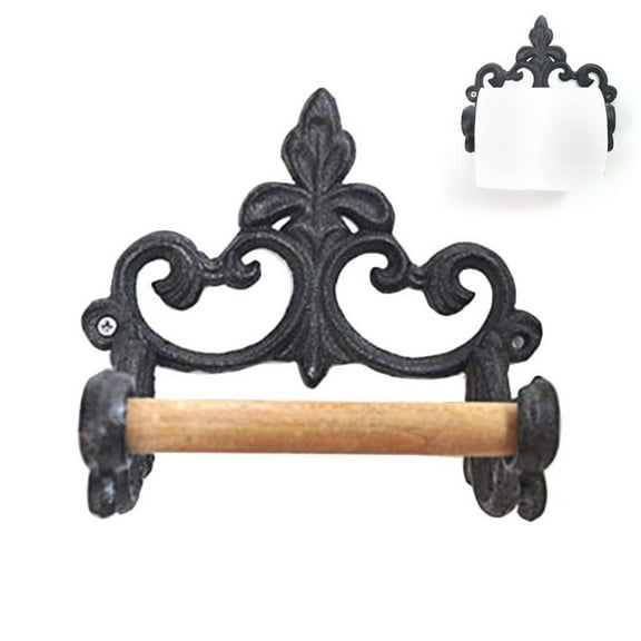 FANCY Retro Wrought Iron Tissue Holder Towel Rack Shelf Vintage Toilet Paper Holder Kitchen Bathroom Accessories