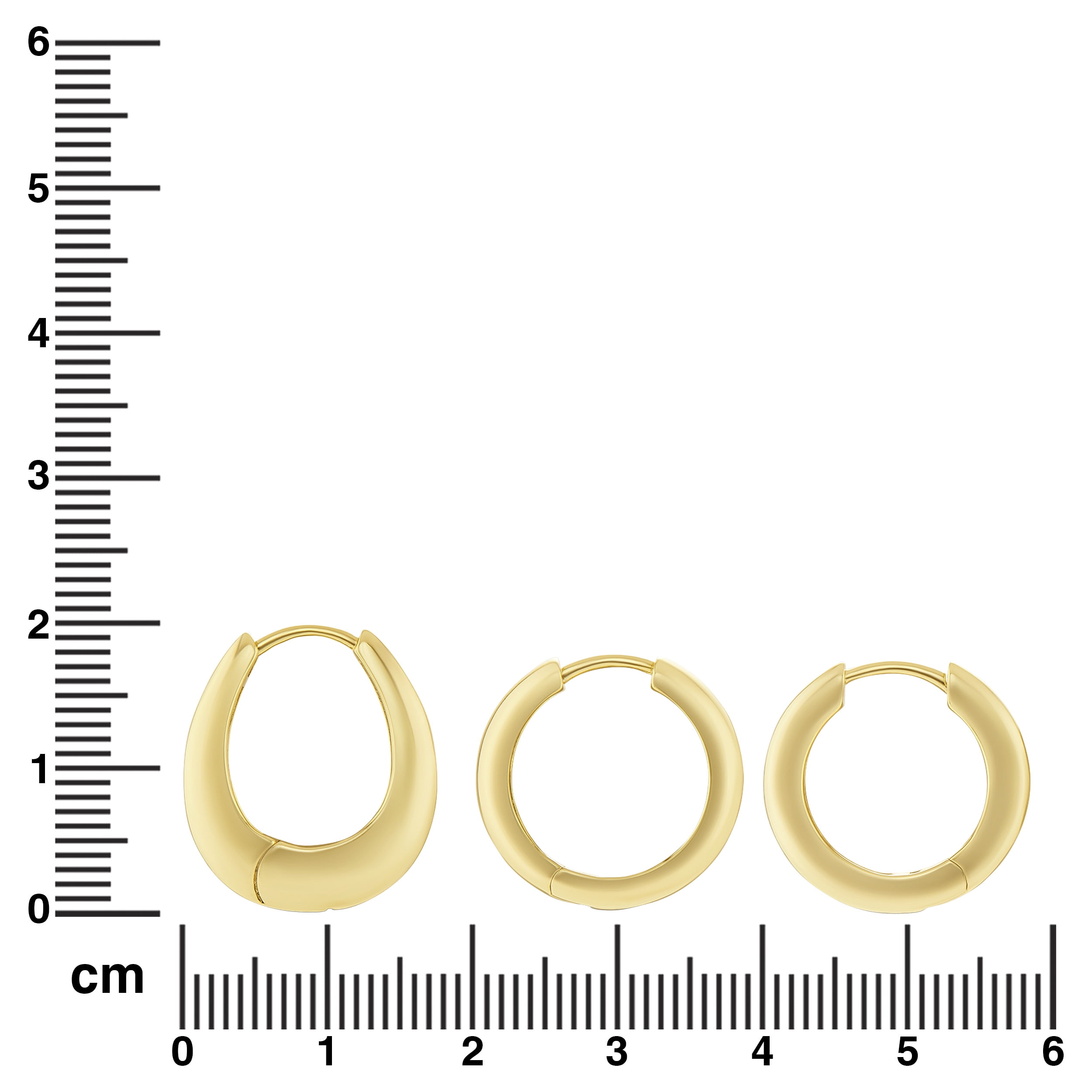 Believe By Brilliance Women's Flash Gold Plated Hoop Earring Set - 3 Pairs of Hoops
