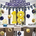thumbnail image 5 of 18th Birthday Decorations Navy Blue and Gold 18th Birthday Balloons for Boys Girls, Happy 18th Birthday Bunting Banner Triangle Flag Cake Toppers Gold 18 Balloon for Men Women 18 Years Birthday Party, 5 of 7