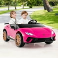 thumbnail image 2 of Costway 4WD 2-Seater Ride on Car, Licensed Lamborghini Kids’ Vehicles with Remote Control Pink, 2 of 10