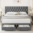 thumbnail image 7 of Garvee Full Size Bed Frame with 2 Storage Drawers, Upholstered Platform Bed with Adjustable Tufted Headboard & Wooden Slats, No Box Spring Needed, Grey, 7 of 7
