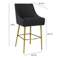 thumbnail image 4 of TOV Furniture Beatrix Pleated Black Velvet Counter Stool with Gold Legs, 4 of 5