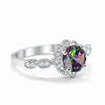 thumbnail image 2 of Floral Art Engagement Ring Simulated Rainbow CZ 925 Sterling Silver size 10, 2 of 4