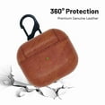 thumbnail image 2 of Dteck for Apple Airpods 3rd 2021 Premium Faux Leather Case with Front LED Visible, Protective Skin Portable Shockproof Shell Support Wireless Charging Dust/Dirt Proof Cover - Brown, 2 of 5