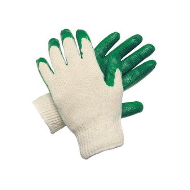 Cotton Polyester 10 Gauge Latex Coated Palm & Fingertips Work Gloves, Green - Large-Medium