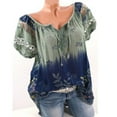 thumbnail image 2 of Blusa Camisa estampada de manga corta con cuello en V Blusa suelta Mujer Top de verano, Verde oscuro, 3XL sidaley AP001925-54, 2 of 7