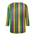 thumbnail image 5 of Gamivast Womens Mardi Gras Sweatshirts 3/4 Sleeve Striped Cute Pullover Loose Fitted Crewneck Tunic Dressy Tops Casual Carnival Party Outfits, 5 of 6