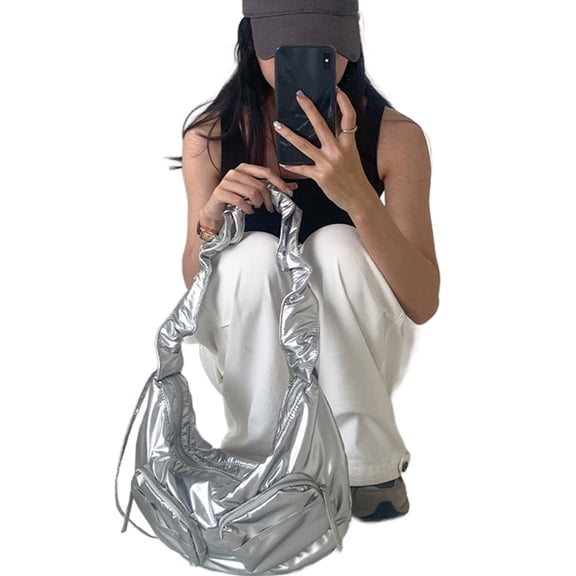 Yokua Nylon Shoulder Handbag Fashion Pleated Drawstrings Multi Pockets Crossbody Bag