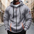 thumbnail image 2 of Mens Full Zip Hoodie Fleece Sweatshirt Contrast Zipper Pockets Casual Hooded Jacket, 2 of 8