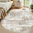 thumbnail image 5 of UERMEI 8'x8' Round Area Rugs for Living Room, Washable Non Slip Indoor Rug for Bedroom Home Decor Carpets, Modern Abstract Printed Carpet, Brown, 5 of 7