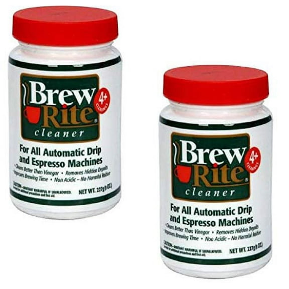 brew rite coffee maker cleaner for home coffee machines and espresso equipment, 2 pack (8 oz. each)