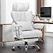 thumbnail image 3 of Efomao Desk Office Chair 400LBS, Big and Tall Office Chair, PU Leather Computer Chair, Executive Office Chair with Leg Rest and Lumbar Support, White Office Chair, 3 of 4