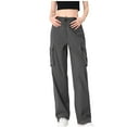 thumbnail image 2 of AXXD Cargo Pants for Women Ladies Cargo Pants with Pockets Womens Cargo Joggers Mid Waist Rise Straight-Leg Solid Gray XL, 2 of 5