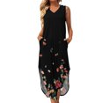 thumbnail image 2 of SMihono Robe Maxi Bohème d'Été pour Femmes Grande Taille Sexy Mode Sans Manches Imprimée Col en V avec Poches Longue Robe de Plage, 2 of 7