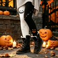thumbnail image 5 of Halloween Leggings for Women High Waisted Soft Yoga Pants Stretchy Leggings Pumpkin Face Printed Tights Orange L, 5 of 6