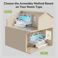 thumbnail image 6 of Corner Bed Frame with Tall Storage Bookshelf and Drawers, Twin Size Corner Daybed with LED Lights, Charging Station and 10 Storage Pockets, Twin Platform Bed Frame for Teens, White, 6 of 9
