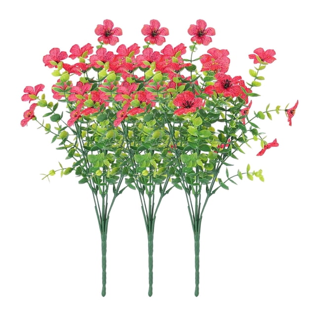 3 Piezas De Flores Artificiales De Látex, Ramo De Novia Real, Decoración Del Hogar, Flores Artificiales, Flores Artificiales De Plástico Y Seda Para Exteriores, Decoración De Macetas Colgantes Para