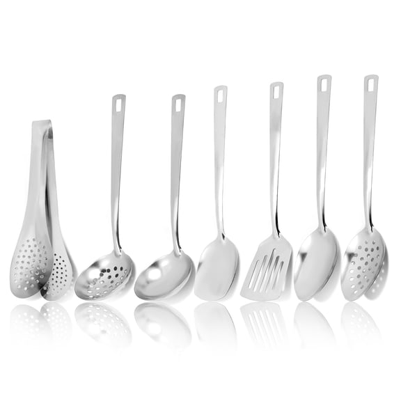 Austok Kitchen Utensil Set 7pcs Stainless Steel Cooking Utensil Heavy Duty Kitchen Tool Spatula Set Home Essentials New Home Must Have Dishwasher Safe