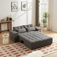 thumbnail image 3 of 93.5" Convertible Oversize Corduroy 3 in 1 Sleeper & Sectional Sofa, L-Shaped Sofa with 4 Storage Space for Living Room, Pull-Out Sofa Bed with 4 Pillows (Grey), 3 of 9