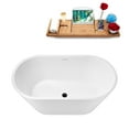 thumbnail image 3 of 51" Streamline G-33-172-BL Soaking Glossy White Freestanding Tub and Tray With Internal Drain in Matte Black, 3 of 9