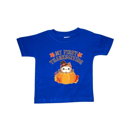 

Inktastic My 1st Thanksgiving Cute Owl in Pumpkin Gift Baby Boy or Baby Girl T-Shirt