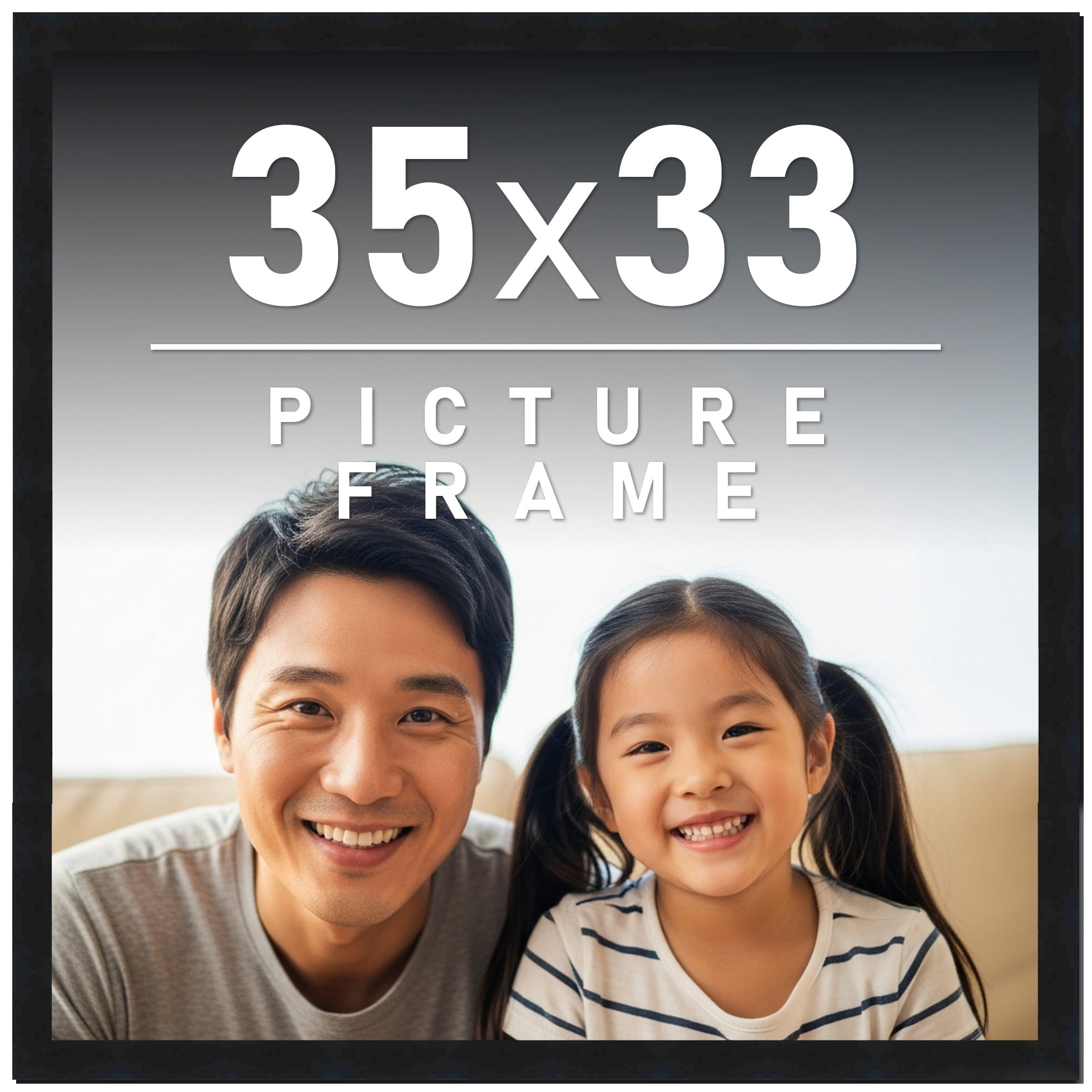 50x20 Frame Black Solid Wood Picture Frame | 0.75 Inch Moulding