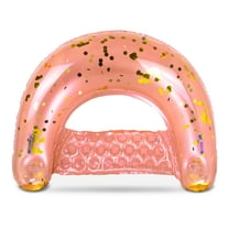 POZA Inflatable Pool Float Chair - Sparkle Confetti Lounge Inflatable Pool Floats, 2 Built in Cup Holders & Handles, Adult Inflatable Pool Lounger Floating Chair for Beach, Lake & Pool - 48x38 Inch
