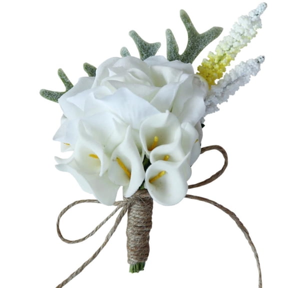 LICEWO Artificial Calla Lily Boutonniere Groom Groomsman Wedding Flower Corsage Brooch