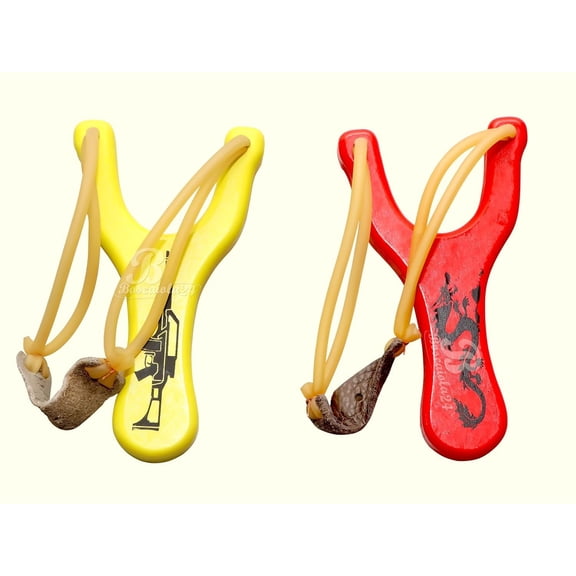 Wooden Slingshots/Gulel, Flat Industrial Rubber Gulel/Gulair Set Of 2 | With High Durable Quality Wood That Gives You Assurance Of Stability Of Item | Multicolor