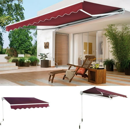 8' X 7' Manual Retractable Sun Shade Patio Deck Awning Sunshade 8' x 7' Manual Retractable Sun Shade Patio Deck Awning Sunshade Shelter Canopy - 8' X 7' Manual Retractable Sun Shade Patio Deck Awning Sunshade