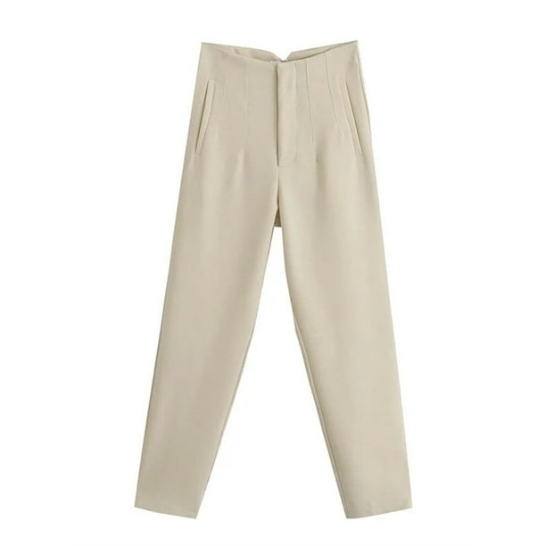 DIGITAL SHOPEE Women Cotton Trouser Pant for Women  Girls Formal Casual  Daily Party Office Wear Beige : : Fashion