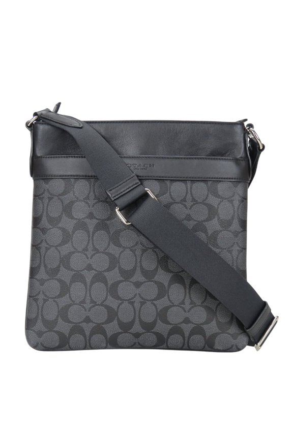 Pre-Owned Coach Signature Shoulder Bag F54781 Leather Black and Grey Men's COACH