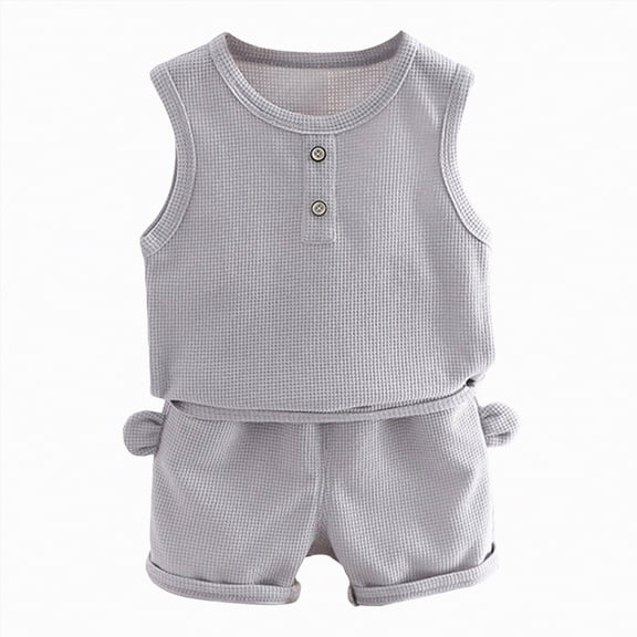 TOWED22 Boys Summer Clothes 2Pcasual Outfits Sleeveless Tie-Dye Tank Top and Jogger Shorts Set 5-10 Years Grey,6-12 M