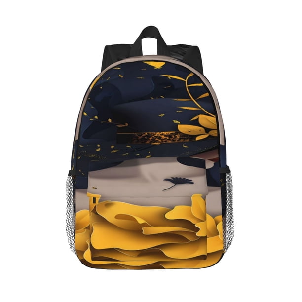 Easygdp Elegant Lady With Hat Mochila Ligera de 15 Pulgadas para Estudiantes, Mochila Cómoda para la Escuela y Viajes, Correas Ajustables