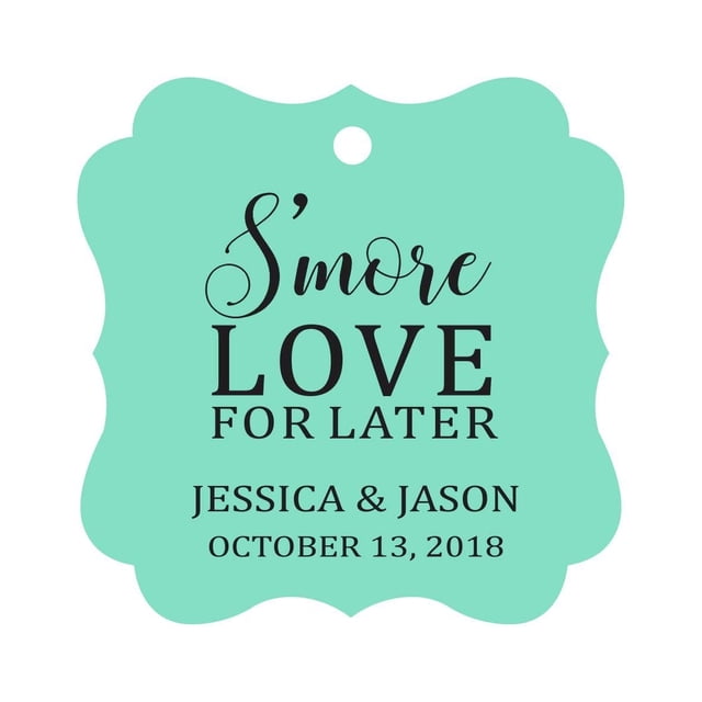 Darling Souvenir S'More Love For Later Tag Custom Favor Fancy Hang Tags -Mint Green-50 Tags