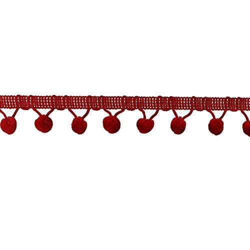 Décoratives Franges pour Taille-Bordures 1-1/8 Pouces de Large, 6 Yards, Rouge Cerise