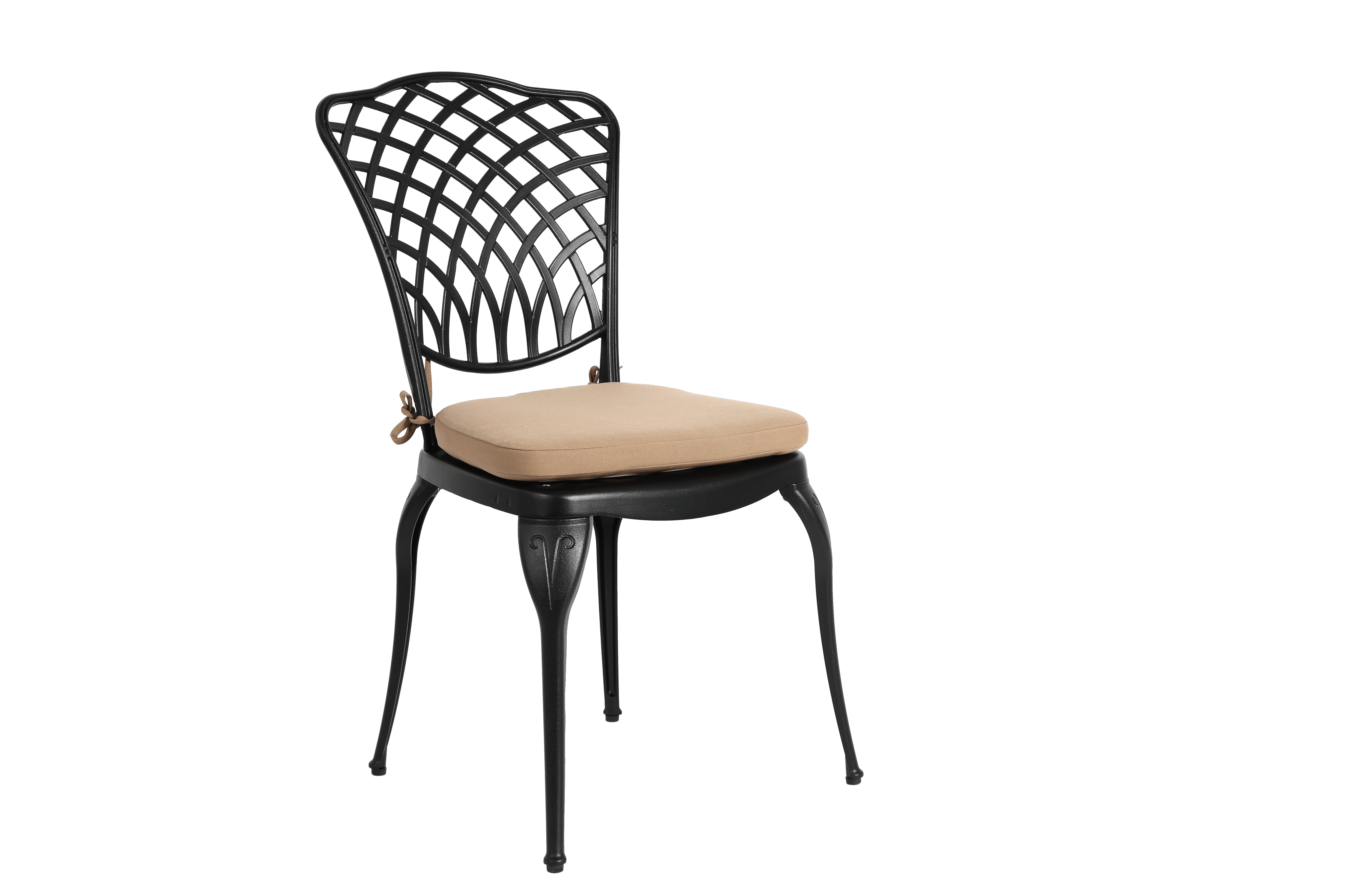 Cast Aluminum Bistro Set of 3 with Cushions, 2 Chairs and 1 Round Table for Patio and Balcony, Black
