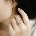thumbnail image 5 of Blue Jewelry 14K White Gold Plated Rings - 1.9 Ct Emerald Cut Moissanite Rings - Three-Stone Engagement Wedding Rings - Engagement Wedding Diamond Rings On Clearance - Christmas Gifts for Her, 5 of 8