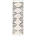 thumbnail image 2 of nuLOOM Sadie Marocain Diamond Tassel Shag Runner Rug, 2' 6" x 12', Blanc Cassé, 2 of 4