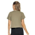 thumbnail image 3 of Expert Brand USA-Made Women's MoCA Cotton Blend Cropped T-Shirt, Olive, Small, 3 of 7