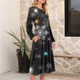 thumbnail image 5 of Women's Christmas Printed Fashionable Loose Round-Neck Dress, Holiday Print, Casual Wear, Retro Style, Comfort Fit, Everyday Dress, Festive,Black,2XL, 5 of 5
