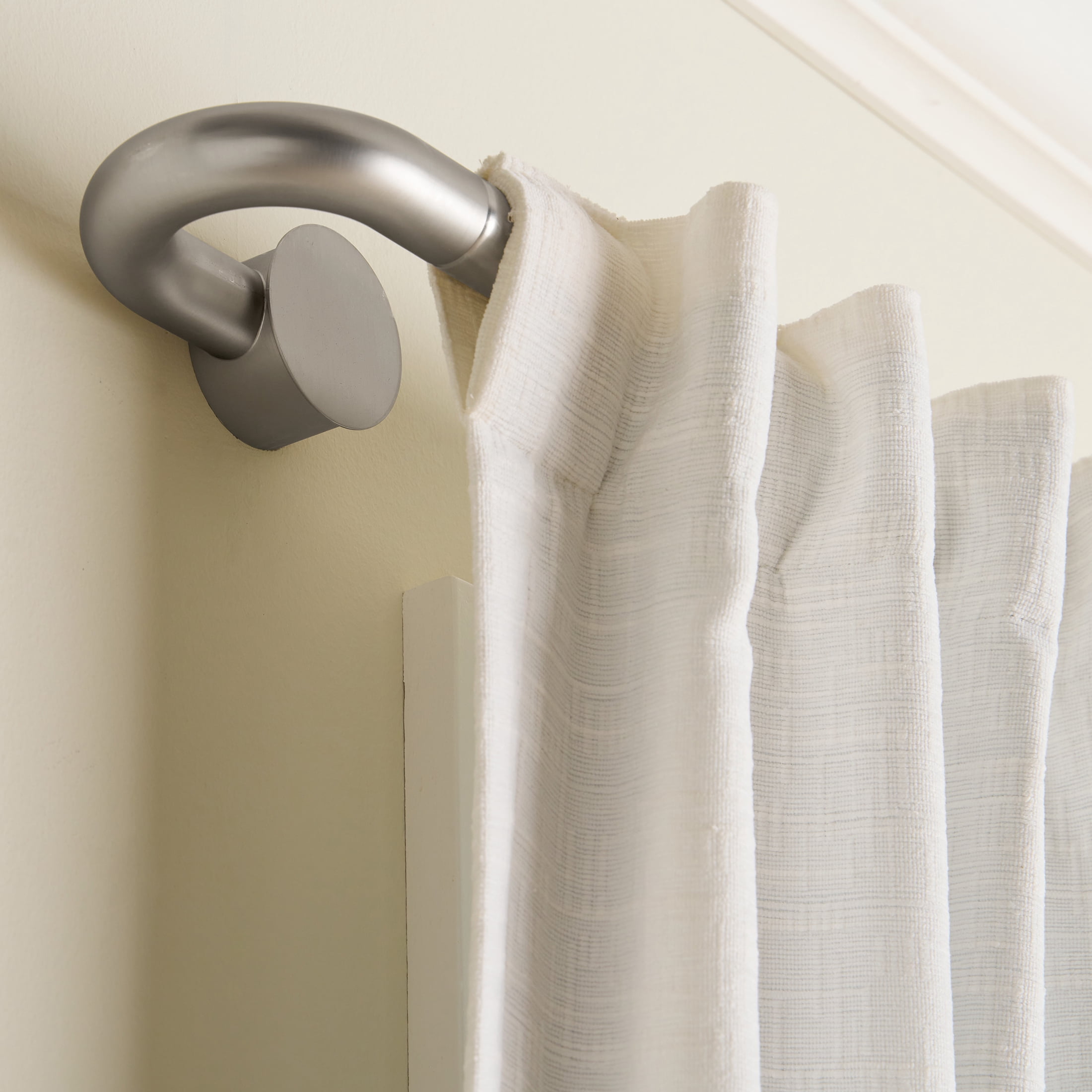 Better Homes & Gardens 1" Satin Nickel Swooping Adjustable Single Curtain Rod, 32-120"