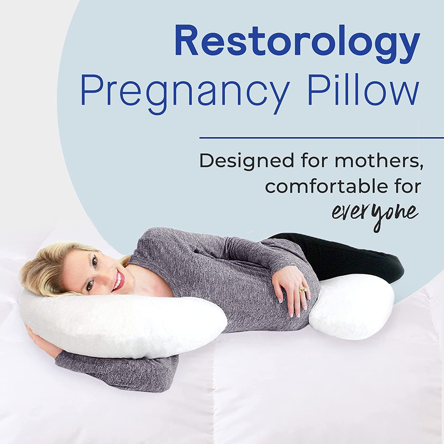Full Body Maternity Pregnancy Pillow - 60-inch C-Shaped Pillows and Nursing Support Cushion with Washable Cover by Restorology