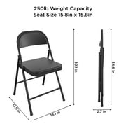 COSCO SmartFold All-Steel Folding Chair, 4-Pack, Black