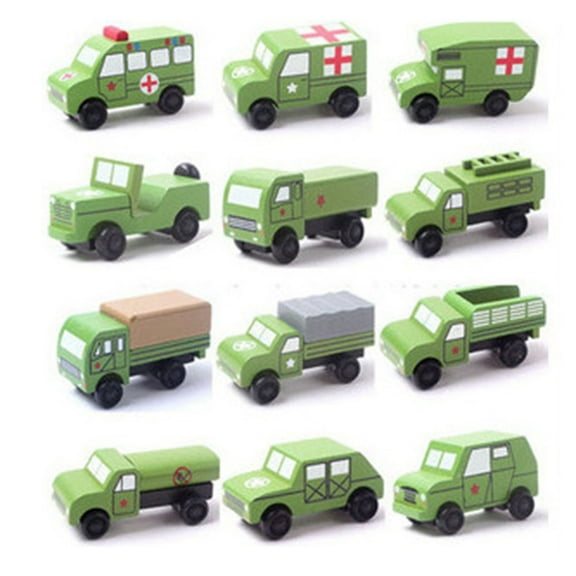 12 Pcs Wooden Mini Car Vehicle Model Educational Toy Set Gift For Children Kid