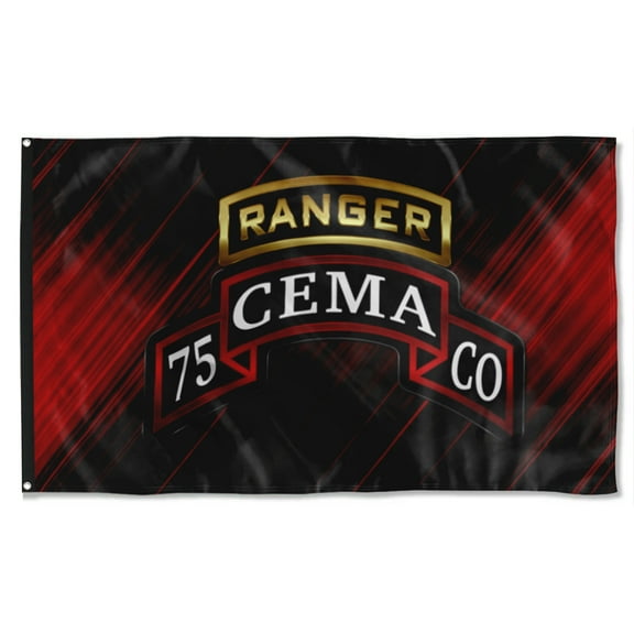 Cayyon Cema Tabbed Scroll 75th Ranger Regiment Flag 3x5Feet Military Banner with 2 Brass Grommets