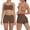 Brown, variant on Women's 2 Piece Workout Set Backless Sports Bras High Waist Shorts Sets Seamless Yoga Gym Activewear, M