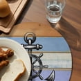 thumbnail image 3 of Nautical Anchor Round 13 Inch Placemats Set of 2, Vintage Navy Blue Wooden Boards Country HeatResistant Non Slip Place Mats for Dining Table, Wipeable Braided Kitchen Table Mats for Housewarming, 3 of 9