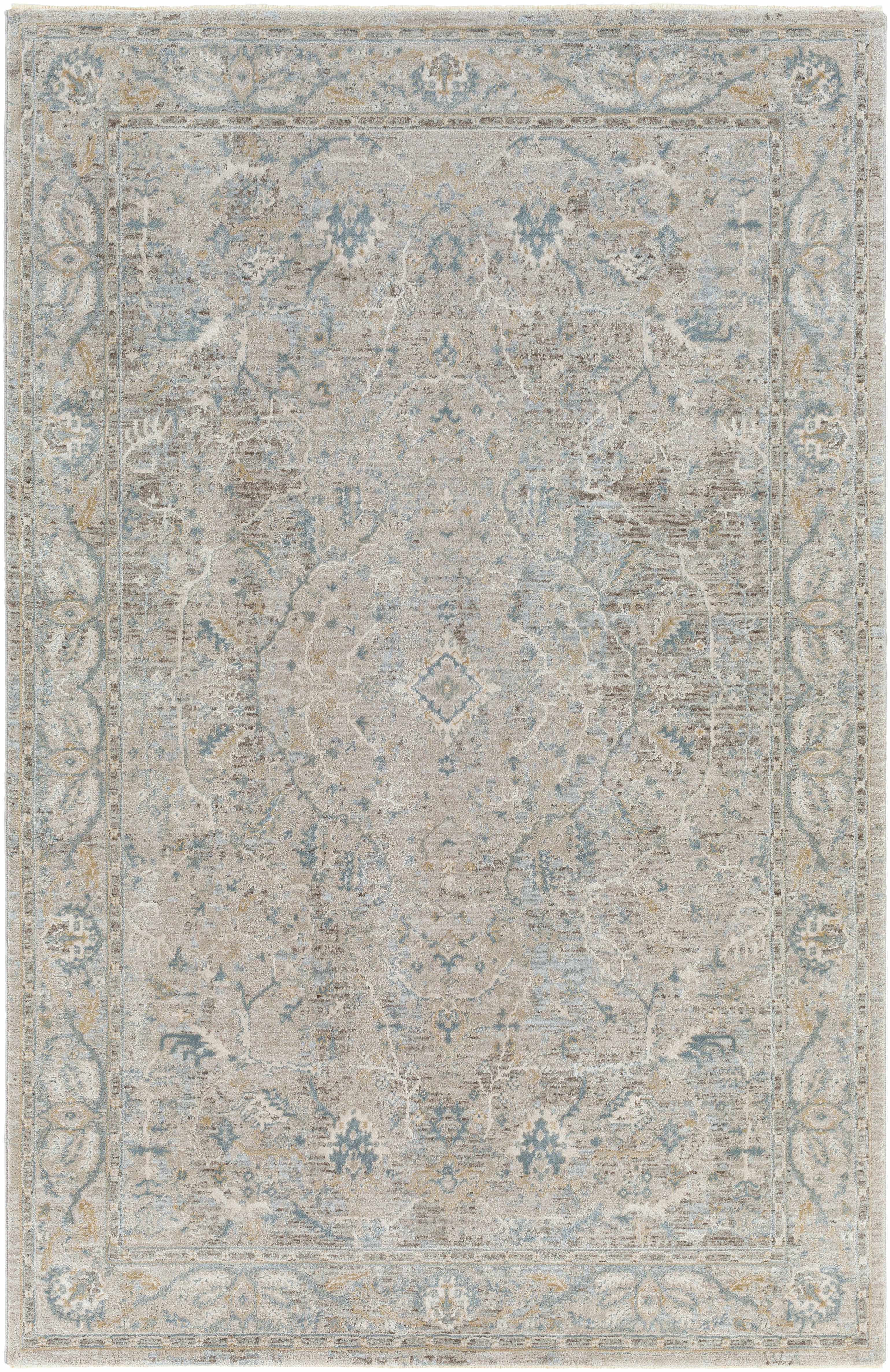 Hauteloom Glengarry Living Room, Bedroom Area Rug - Traditional - LightBeige, Taupe, DustySage - 5'3" Round