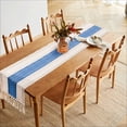 thumbnail image 2 of TickJOY Boho Table Runner – Farmhouse Decor Macrame Runner Table Cloth with Tassels for Home Decor, Kitchen Decor, Living Room Decor, Centerpiece Table Decorations(Blue/Beige, 12x72 Inches), 2 of 6